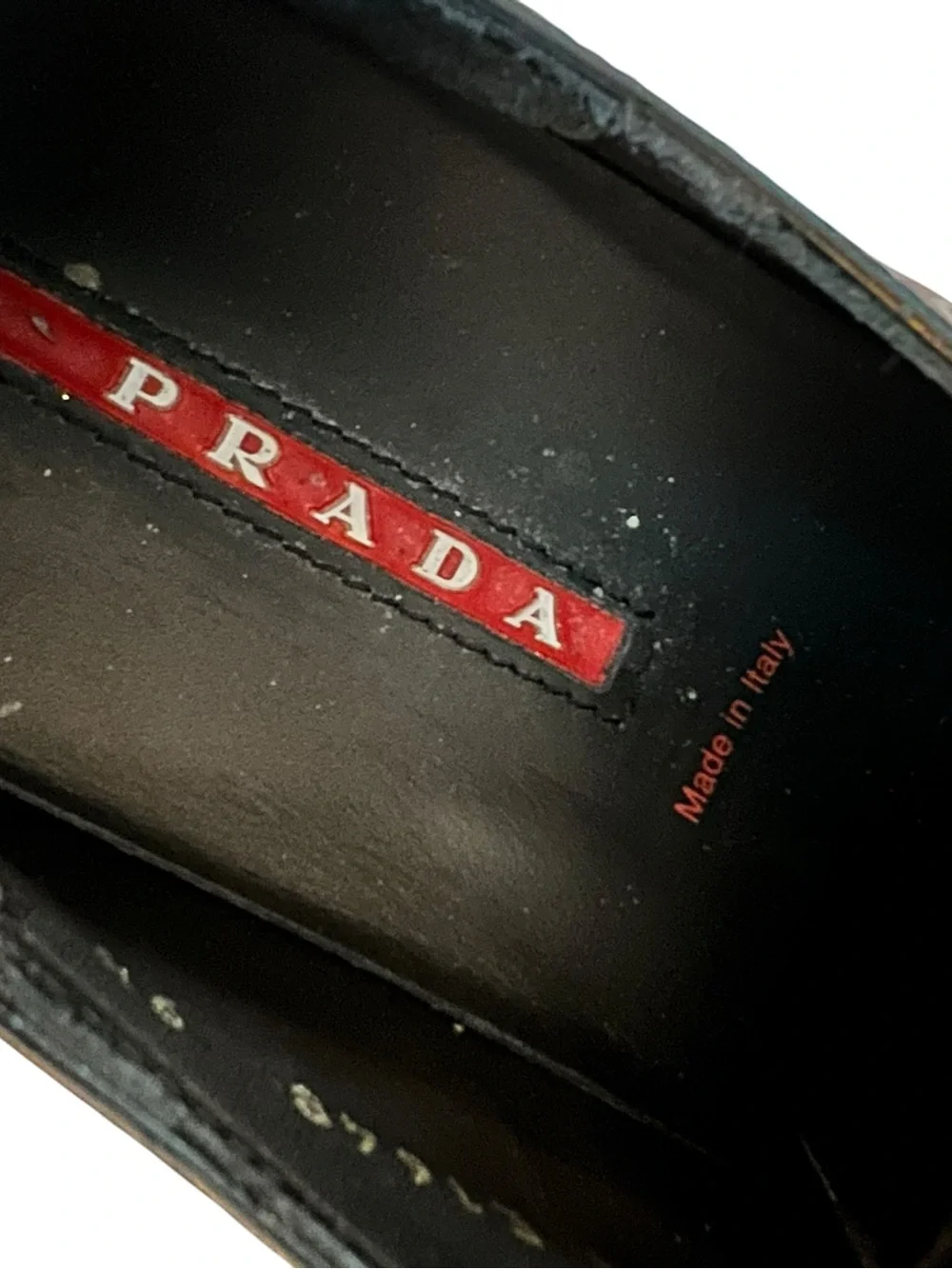 Prada Linea Rossa Black Leather Derby Dress Shoes Lace Up Men’s US 9.5 Italy